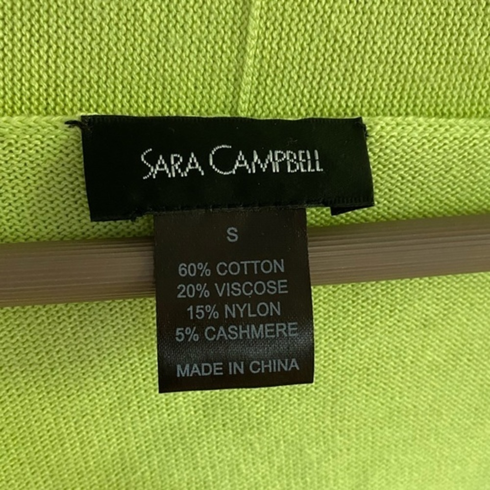 Sara Campbell women’s cashmere blend Draped Open Front Cardigan lime green small - Picture 4 of 6